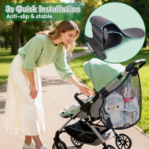 Guiseapue Side Sling Stroller Cargo Net: Universal Travel Stroller Organizer Attachment, Stroller Caddy Anti-Tipping Design, Mesh Storage for Baby Essentials, Fits Uppababy, Nuna, Butterfly, Graco — view 3