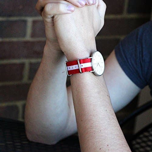 Clockwork Synergy® Classic Nylon Ballistic watch straps bands (20mm, Red/White)