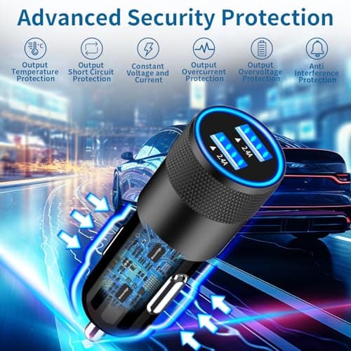 [Apple MFi Certified] iPhone Fast Car Charger, Braveridge 2Pack 4.8A Dual USB Car Power Cigarette Lighter USB Car Carplay Charger with Lightning Braided Cable for iPhone 14 13 12 11 Pro XS XR X 8 iPad — view 5