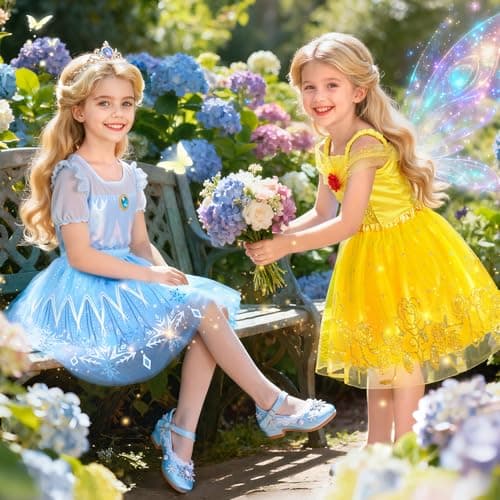 Jeowoqao Princess Costumes for Girls, Princess Dress up Clothes for Girl 4-6 Princess Dresses,Little Girl Dress up Pretend Role Play, Christmas Birthday Gifts for Toddler Girl Aged 3-6 — view 3