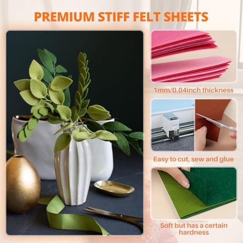 HTVRONT Felt Sheets for Crafts - 9pcs Stiff Green Felt, 8x12 Sheet, 1mm Fabric, A4 Size Patchwork Craft Supplies — view 2