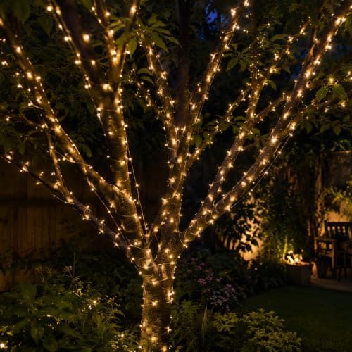 Cravonel 100FT 300 LED Solar Fairy Lights Outdoor Waterproof, Warm White — view 5