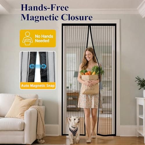 Magnetic Screen Door 38 x 81 Inch, Fits Door Opening Up to 36 x 80 Inch, 32-Magnet Center Closure with Weighted Rod Bottom, Heavy-Duty Mesh Hands Free Self-Closing, Pet Friendly, Easy Install — view 5