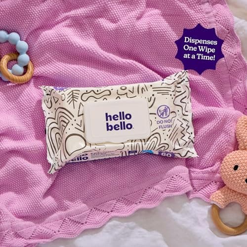Hello Bello Premium Wipes, Designed for Sensitive Skin with Chamomile & Aloe Extracts, Playful Sketches (9 Resealable Packets = 540 Total Wipes) — view 4