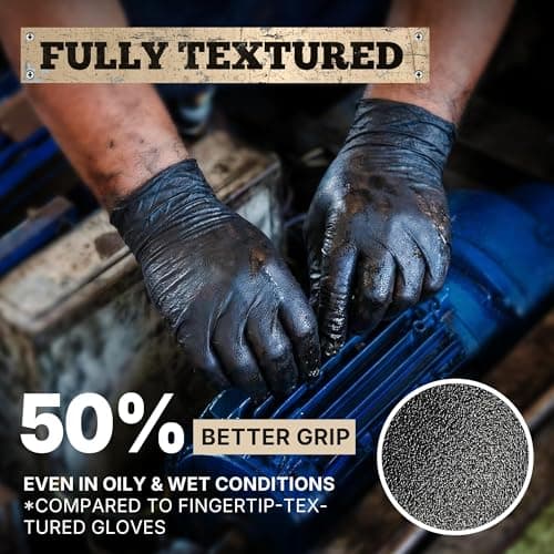 TitanFlex Black Nitrile Disposable Gloves, 5 Mil, Fully Textured, Heavy Duty, Latex Free & Powder Free for Cooking, Food Prep, kitchen clean, 100 ct (S) — view 2