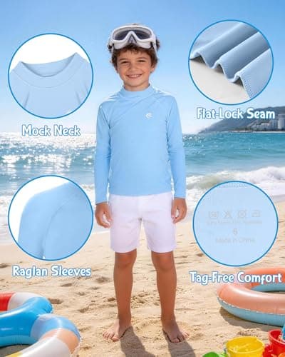 DRONIRING Boys' Long Sleeve Rash Guard, UPF 50+ Swim Shirt Toddler Kids, Quick Dry SPF UV Sun Protection Water Shirts for Beach Surf Swimming — view 3