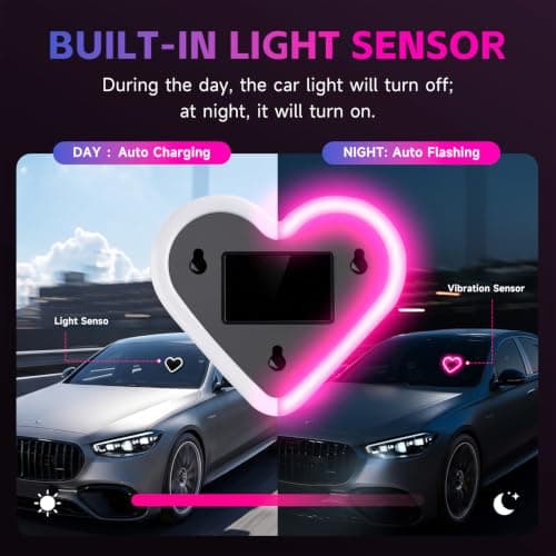 DICIMITH Solar Power Heart Light for Car, 1PCS — view 3