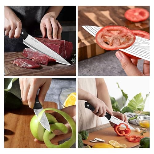 Chef Knife Set 3PCS, Kitchen Knife Set with Cover, Ultra Sharp Kitchen Knife, High-Carbon Chefs Knives with Stainless Steel 8 inch Paring Knife for Cooking, Chopping, Slicing — view 3