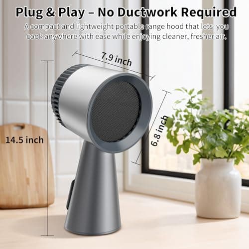 SHRINLUCK Portable Range Hood with Touch Control, Free 20xOil&Carbon Filters, 6-Layer Filter & 3 Speeds Kitchen Exhaust Fan, Low Noise, Oil Cup, Powerful Smoke Removal for Apts, Dorms, RV, Indoor BBQ