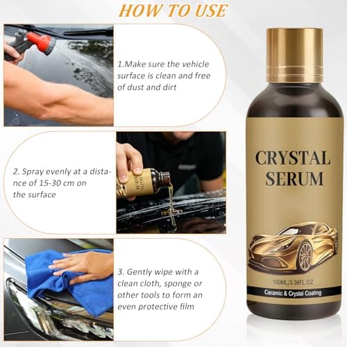 2PCS PTZ Crystal Serum Advanced Graphene Ceramic Coating for Cars, 9H Hardness, Super Hydrophobic Anti-Scratch UV Protection for Vehicle Exterior (1pc*100ML) — view 4