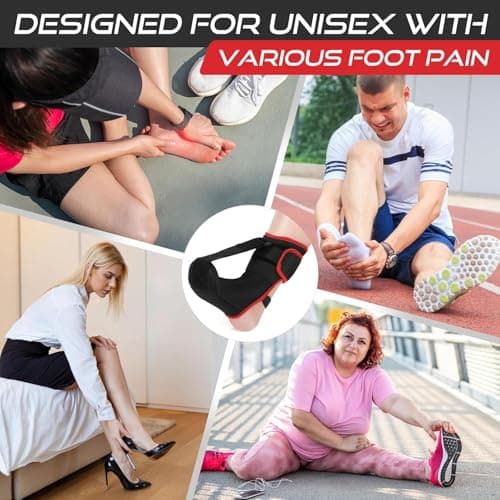 Plantar Fasciitis Night Splint Sock: Soft Plantar Fasciitis Brace with Arch Support for Sleeping Achilles Tendonitis Foot Drop Heel Pain - Plantar Fasciitis Relief for Women and Men Black-Red (Large) — view 5