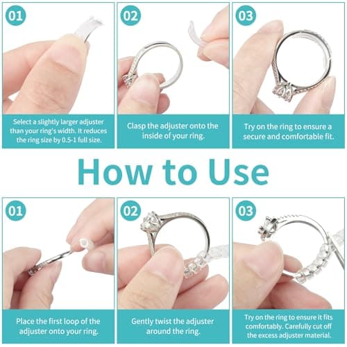 Ottemax Ring Sizers for Loose Rings - 12Pack, 12 Sizes, Ring Guards for Women& Men Loose Rings, Invisible Resizer Design for Spacers & Tighteners, Fits Bands Width to 1mm-8mm — view 3