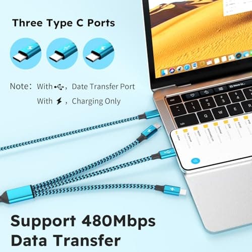 USB A/C to USB C Multi Charging Cable, 3 in 1 Type C Phone Charger Cord — view 4
