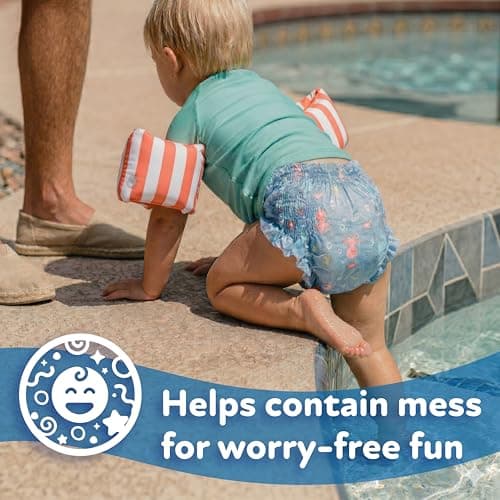 Nuby Swim Pants for Toddlers - 5 Pack - Toddler Swim Diapers with Stretchy Waistline, Tear-Away Sides, Water-Resistant Outer Layer & Leak-Preventing Cuffs - Size Medium (20-31 lbs) — view 3