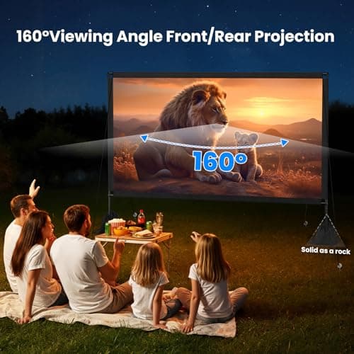 120inch Projector Screen with Stand: Portable Projector Screen Outdoor Indoor Front/Rear16:9 4K HD with Carry Bag Sandbag- Movie Screen for Backyard Moive Night, Camping, Theater — view 2