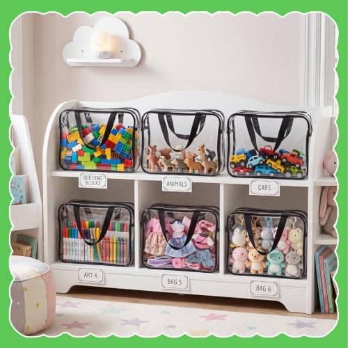 Dntorx Toy Storage Bags, Organization and Storage, 6 Pack Clear PVC Storage Organizers - Large Waterproof Zipper Bags with Handles for Kids Books, Puzzles, Blocks, Travel and Classroom — view 4