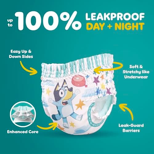 Easy Ups Girls & Boys Potty Training Pants, Size 5 (3T4T), 22 Count, Bluey Absorbent Training Underwear, Up to 100% Leakproof Day and Night, Hypoallergenic — view 2