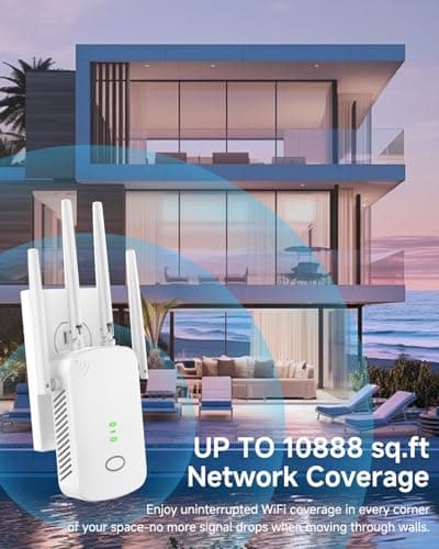 WiFi Extender, Wall - Plug Home 2.4G WiFi Extender Signal Booster – 10888 Sq Ft, 80 Devices Supported & 1-Tap Simple Setup, WiFi Repeater for Home & Outdoor Use — view 5
