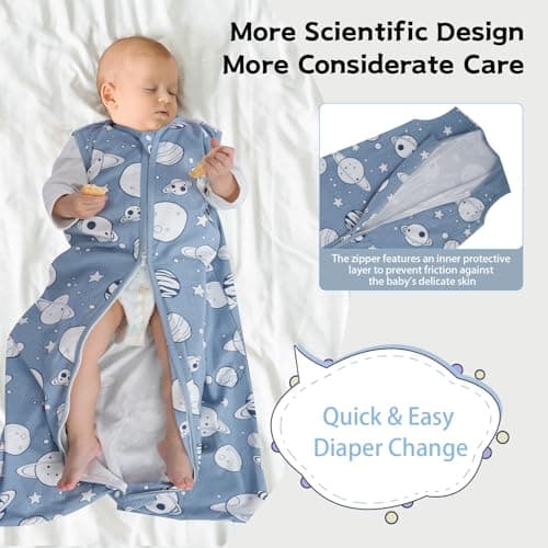 Wrrernsin Baby Sleep Sack 0-6 Months,100% Cotton TOG 0.5 Wearable Blanket for Newborn and Infant, 3 Pack 2-Way Zipper Lightweight Sleeping Bags for Toddler — view 3