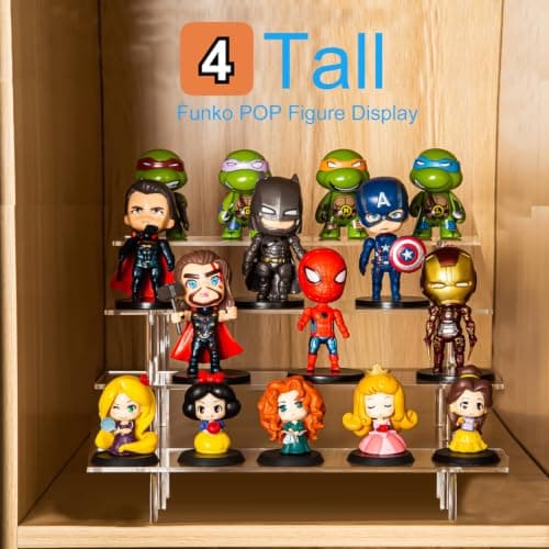 HENABLE 4 Tier Tall Clear Acrylic Display Risers, Large Perfume Organizer Stand for Perfume, Cologne, Skincare, Cosmetics, Funko POP Figures, Cupcake & Party Dessert Display — view 2