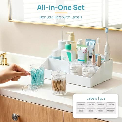 Vtopmart 5 PCS Bathroom Countertop Organizer Sets, White — view 3