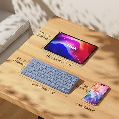 OMOTON Ultra-Slim Bluetooth Keyboard for iPad 11th/10th/9th/8th/7th, iPad Pro/Air/Mini and iPhone Series, Wireless iOS Keyboard with 12 Multimedia Keys for Office, Home, Travel, School, Deep Blue — view 2