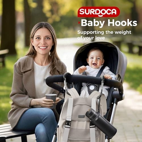 SURDOCA Stroller Hooks, Large Stroller Hooks for Bags, Universal Stroller Clips and Hooks, Mommy Hook for Stroller Heavy Duty, Stroller Accessories for Mom — view 3