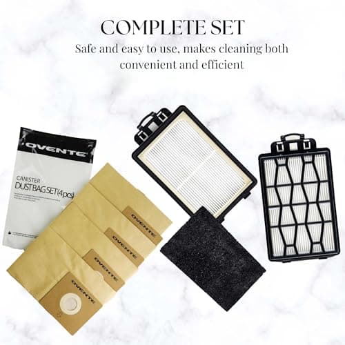 OVENTE Replacement Dust Bags + 1 Filter for ST1600B, Disposable Cleaning Bag (Pack of 4) Compatible with Zing Canister Vacuum Series, Perfect Bundle Set for Efficient Cleanup, ACPST16041 — view 3