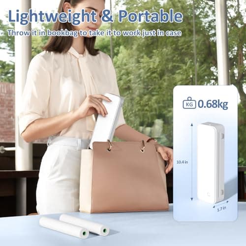 Gloryang Inkless Portable Printer for Travel, Wireless Thermal Printer Supports 8.5 x 11 Inch US Letter Size, Includes Bluetooth Machine Carry Bag and 3 Rolls of Thermal Paper Kit, White
