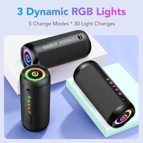 Portable Bluetooth Speaker, Bluetooth 5.4 Speaker, 30W Dual Speaker, 2.0 Channel, Deep Bass, 30H Playtime, Colorful RGB Lights, IPX7 Waterproof, TWS pairing for Outdoor/Home/Party/Travel, Gift Ideas — view 4