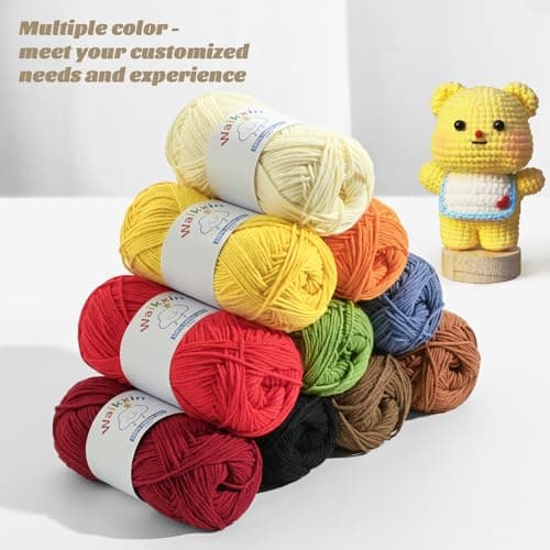 Cotton Yarn for Crocheting - 262.4yds / 3.52oz Baby Yarn for Crocheting Soft - 100% Milk Cotton Yarn 5 Ply Crochet Amigurumi Yarn for Crafts&Puzzle/Socks/Hats(2 Army Green) — view 5