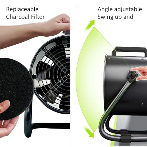 Portable Range Hood with 9 Activated Carbon Filters, Strong Suction Kitchen Exhaust Fan for Indoor BBQ, Hot Pot, RV & Desktop Cooking Pure Black — view 5