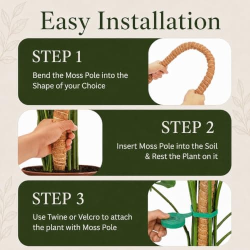 Imezos 2 Pack 30 Inch Moss Pole for Plants, Moss Poles for Climbing Plants Monstera, Handmade Coco Coir Plant Pole, Monstera Plant Support for Plant Grow — view 4