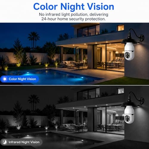 Chpuss Light Bulb Security Camera, 5G& 2.4GHz WiFi Security Cameras Wireless Outdoor for Home Security, 2-Way Audio Color Night Vision, Motion Detection Siren Alarm — view 4