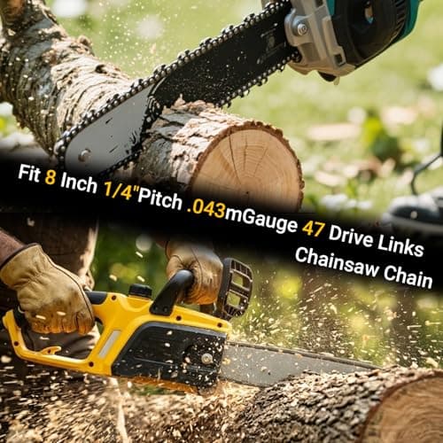 5 Pack 8" Chainsaw Chain 1/4" Pitch .043" Gauge 47DL – Low Kickback Semi-Chisel Replacement for IMOUMLIVE, Seesii, DocSmart Mini Chainsaw