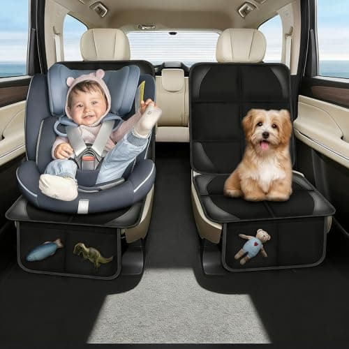 Spotmart Car Seat Protector Covers - for Child Carseat mat 600d Fabric Waterproof Non Slip Thickest Padding with Storage Pockets Cushion Protectors Large Size Prevent Dirt Scratches (Black 1) — view 5