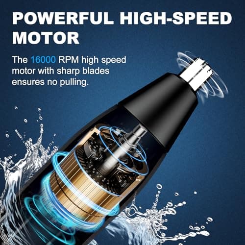 OMAMORI Nose Hair Trimmer for Men - 16000RPM Motor, LED Power Display, Portable Electric Ear & Eyebrow Grooming Kit, Nose Hair Cutter & Remover, Face & Body Clipper, Gift for Men, Black