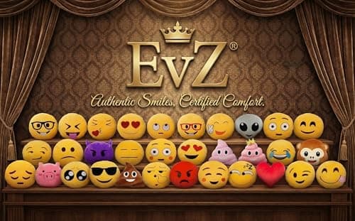 EvZ 32cm Emoji Smiley Emoticon Yellow Round Cushion Pillow Stuffed Plush Soft Toy
