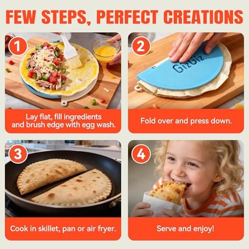 GizGiz Double-Serrated Tortilla Sealer, Empanada Maker Press, Tortilla Crimper for 8 Inch Tacos, Burrito Tortilla & Quesadilla, BPA-Free, Dishwasher Safe, Blue — view 2