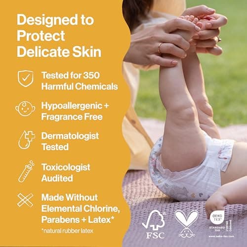 The Honest Company Clean Conscious Diapers | Plant-Based, Sustainable | Orange You Cute + Feeling Nauti | Super Club Box, Size 3 (16-28 lbs), 120 Count