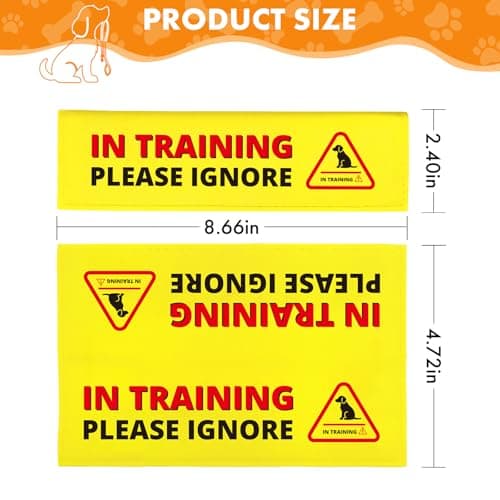 Funny Yellow Pet Dog Leash Wrap Hanging ID Patch Tag, in Training Please Ignore Dog Leash Alert Sign for Pet Birthday Gift