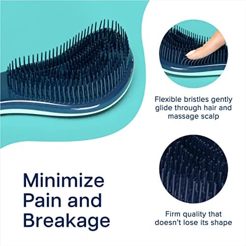 Crave Naturals Glide Thru Detangling Hairbrush that Glides Through Tangles For Wet, Dry and Damaged Hair - Gentle Detangler Styling Tool for Adults, Kids, Men and Women - 7.5 x 3 in, Turquoise — view 2