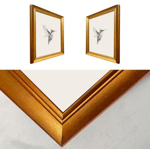 Hummingbird Painting Vintage Bird Picture Wall Decor Gold Framed Canvas Wall Art Nursery Print Neutral Minimalist Artworks for Bedroom Living Room Home Decoration — view 3