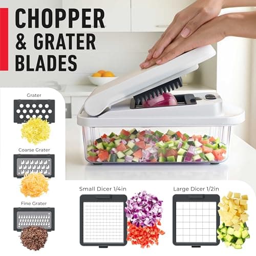 Mueller The Real Original Pro Chopper since 2013 Vegetable Chopper Mandoline Slicer, 8 Blade Food Veggie Chopper Onion Vegetable Cutter with Container, Kitchen Gadgets & Essentials, (10 in 1) — view 4