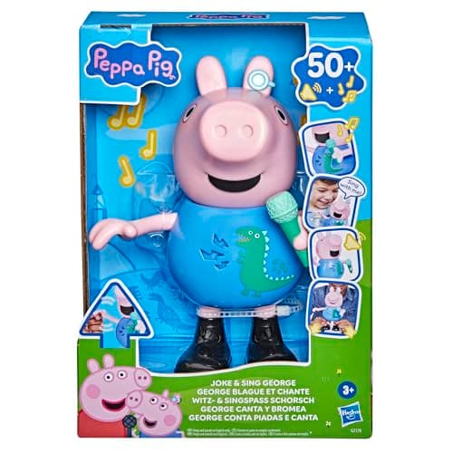 Peppa Pig Joke & Sing George 8-Inch Figure, Musical Toy with 50+ Sounds and Songs, Preschool Toys for Girls and Boys Ages 3+ (English Version)