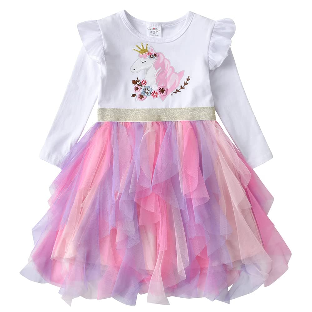 VIKITA Girls Dresses Princess Dress Flower Tulle Birthday Party Dress Girls Clothing 2-8 Years