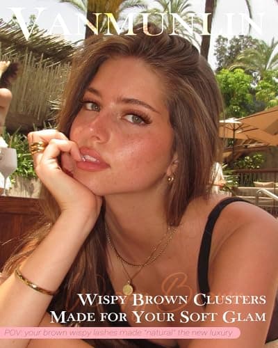 Brown Wispy Lash Clusters Kit Natural Eyelashes Clusters 10-16mm Cluster Eyelash Extensions C Curl Cluster Lashes DIY Eyelash Cluster Waterproof Individual Lash Extension Kit with Brush