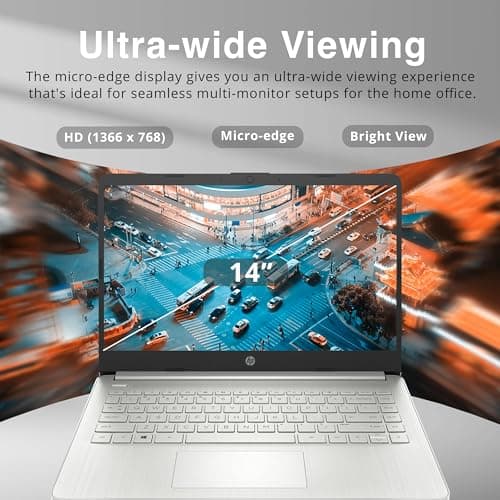 HP Stream 14" HD BrightView Laptop, Intel Celeron N4120, 16GB RAM, 416GB Storage (128GB eMMC + 288GB Docking Station Set), Intel UHD Graphics, 720p Camera, Wi-Fi, 1 Year Office 365, Win 11 S, Silver — view 3