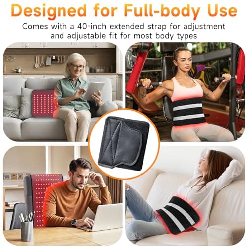2026 Portable Red Light Mat for Full Body, 24" x 12" TPU Light Mat with Dual Wavelength LEDs (660nm & 850nm), Adjustable Strap for Home Relaxation
