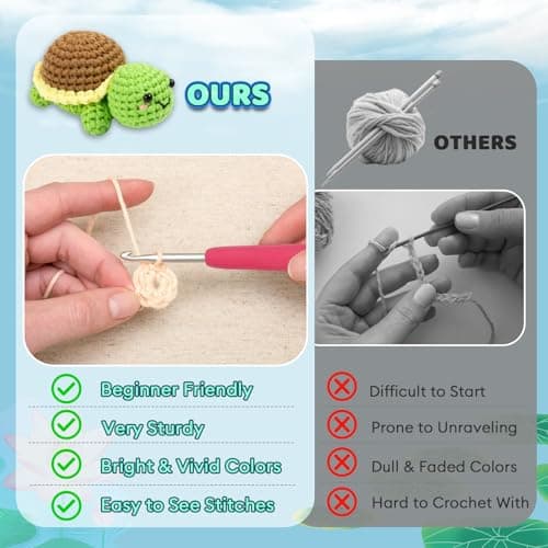 Totiro Crochet Kit for Beginners, Turtle Amigurumi Starter Kit, Easy DIY Craft Set with Step-by-Step Video Tutorials, 3 Pack Animal Crochet Pattern Learning Kit for Teens Adults Birthday Gift — view 2